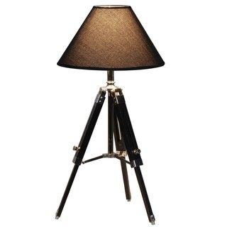Leicester Tripod Wood Table Lamp with Black Shade Table Lamps