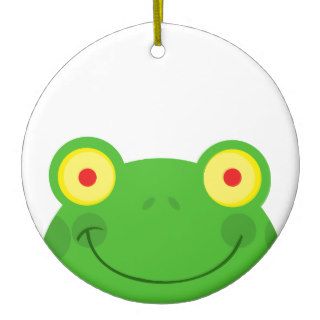 cute peeking cartoon frog froggy face christmas ornaments