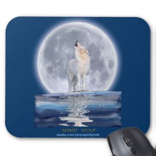 Howling White Wolf & Moon Wildlife Mousepads