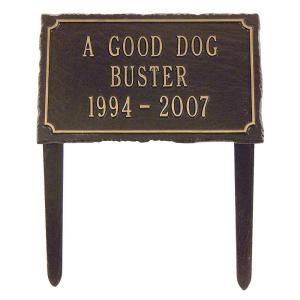 Whitehall Products Slate Pet Bronze/Gold Three Line Lawn Memorial Plaque 1445OG