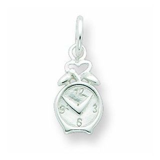 Sterling Silver Polished Clock Charm Clasp Style Charms Jewelry