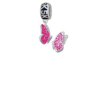 Translucent Hot Pink Flying Butterfly 5K Run Charm Dangle Bead Delight Jewelry Jewelry