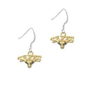 Small Gold ''Texas'' Longhorn Silver French Charm Earrings Delight & Co. Jewelry