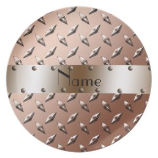 Personalized name brown diamond plate steel
