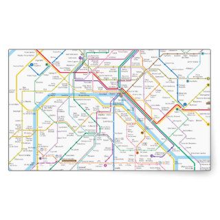 paris metro map rectangular sticker