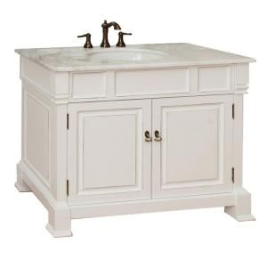 Bellaterra Home Olivia 42 in. W x 35 1/2 in. H Single Vanity in White with Marble Vanity Top in White 205042 WH