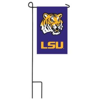 Team Sports America NCAA 12 1/2 in. x 18 in. LSU 2 Sided Garden Flag with 3 ft. Metal Flag Stand P127039
