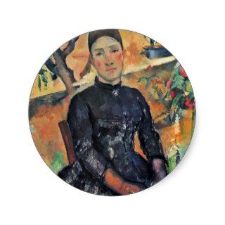 Portrait Of Madame Cezanne In The Greenhouse Round Sticker