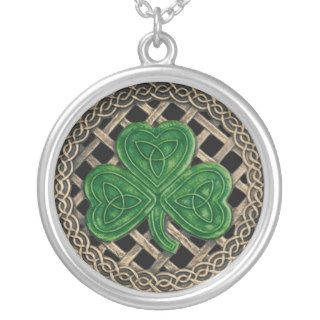 Shamrock And Celtic Knots Necklace Black