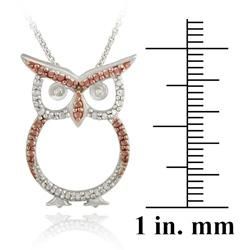 DB Designs Rose Gold over Silver Champagne Diamond Accent Owl Necklace DB Designs Diamond Necklaces