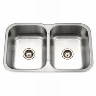 HOUZER Medallion Gourmet Series Undermount Stainless Steel 31.5x20.188x9 0 hole Double Bowl Kitchen Sink MGD 3120 1