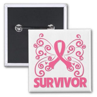 Breast Cancer Survivor Butterfly Button