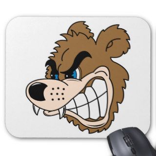 angry growling bear face mouse pad