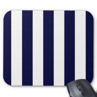 Navy Blue and White Extra Large Stripe Pattern Mousepads