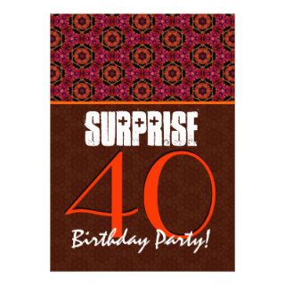 Earth Tone Patterns 40th Surprise Birthday Party Personalized Invitation