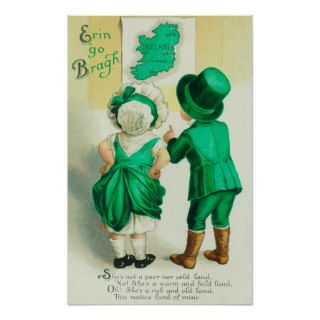 Erin Go Bragh Couple Looking at Ireland Map Posters