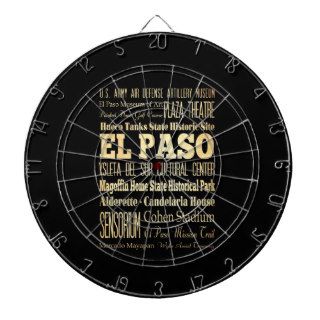 El Paso City of Texas State Typography Art Dart Board
