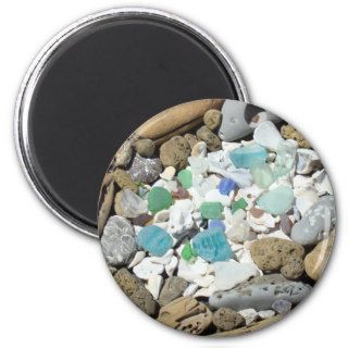 Ocean Beach Rock Garden magnets Sea Glass Shells