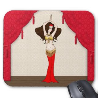 Brunette Bellydancer in Red and Gold Costume Mousepads