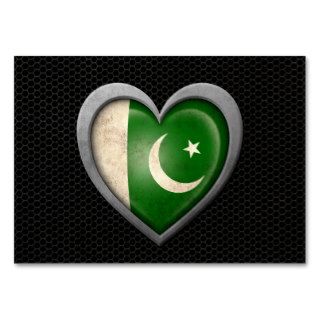 Pakistani Heart Flag Steel Mesh Effect Business Card Templates