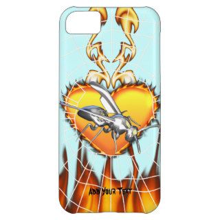 Chrome yellow jacket design 1 with fire and web. cover for iPhone 5C