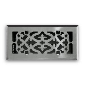 T.A. Industries 04 in. x 10 in. Ornamental Scroll Floor Diffuser Finished in Satin Nickel H164 OSN 04X10