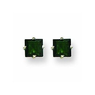 Genuine 14K White Gold Green Tourmaline Earrings 0.55 Grams of Gold Dangle Earrings Jewelry