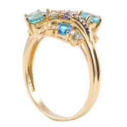 Michael Valitutti 14k Yellow Gold Blue Multi gemstone and Diamond Ring Michael Valitutti Gemstone Rings