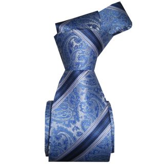 Dmitry Men's Light Blue Striped Italian Silk Tie Dmitry Ties
