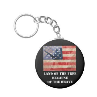 Land of the Free Because of the Brave Keychain