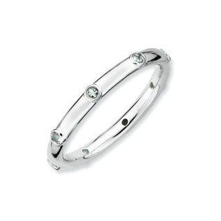 Stackable Expressions Sterling Silver Bezel Set Genuine Aquamarine Band, Size 10 Jewelry