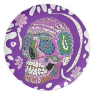 Mauve patterned Sugar Skull design Plates
