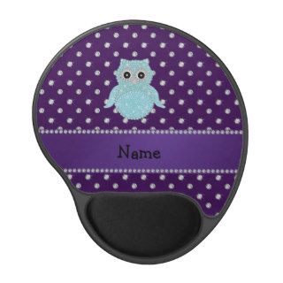 Personalized name bling owl diamonds purple diamon gel mousepad