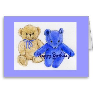 Mr. McCuddles and Blue Bear Happy Birthday Card