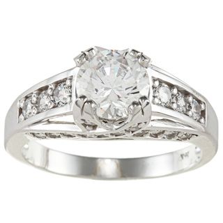 14k White Solid Gold 2 1/2ct TGW Round cut Cubic Zirconia Cocktail Ring Cubic Zirconia Rings