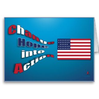 Change Hope into Action with USA flag.Message Card