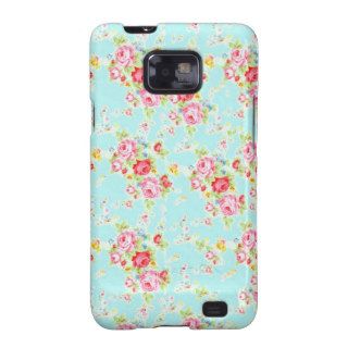 Vintage chic floral roses blue shabby rose flowers galaxy s2 case