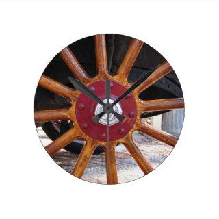 Wooden Spoke Wheel Clock