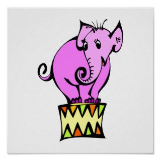 Pink Circus Elephant Poster
