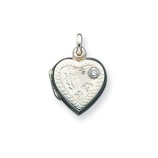Sterling Silver Heart Locket w/CZ Jewelry