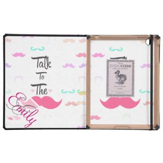 Monogram Funny Talk To The Mustache Pink Heart Covers For iPad
