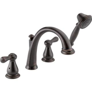 Delta Leland 2 Handle Deck Mount Roman Tub and Shower Faucet Trim Kit Only in Venetian Bronze (Valve Not Included) T4775 RB