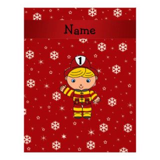 Personalized name fireman red snowflakes letterhead