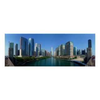 Panorama of Buildings Along Chicago River Print