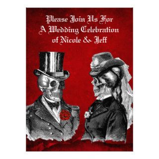 Wedding Grunge Skull Couple Custom Invitation
