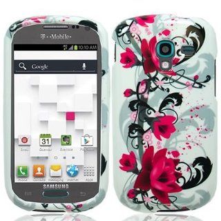 For Samsung Galaxy Exhibit T599 Hard Snap on Case Red Flower on White 