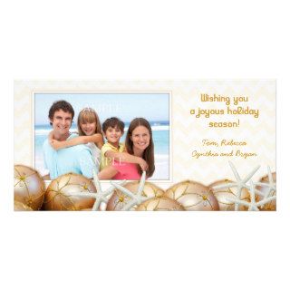 Gold Christmas Balls and Starfish Tropical Photo Photo Greeting Card