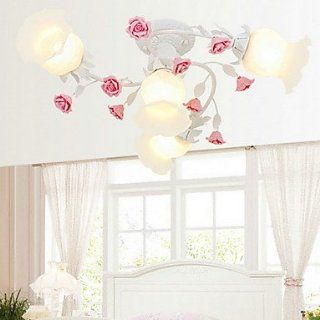 Modern Floral Ceiling Light with 4 Lights in Rose Decorration Vintageworld   Close To Ceiling Light Fixtures  