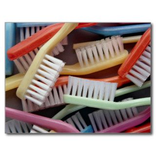 Colorful toothbrushes postcards
