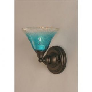 Toltec Lighting 40 DG 458 One Light Wall Sconce, Dark Granite Finish with Teal Crystal Glass    